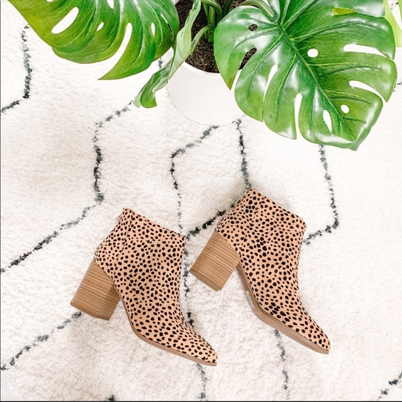 Leopard print ankle booties cheetah wood block - Picture 6 of 9
